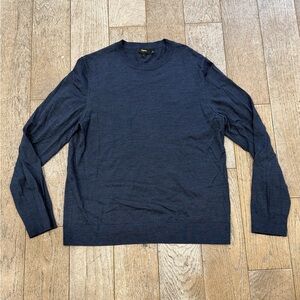 Theory Men's Crewneck Sweater Navy Blue Size Large Wool Blend Knit Soft